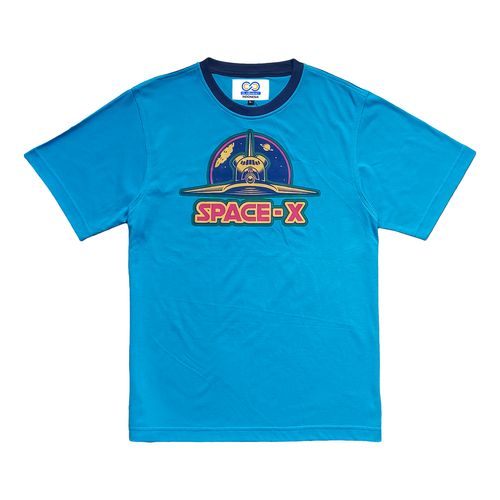 Men R/N Plain Poly/Cotton Print On Chest (Blue)
